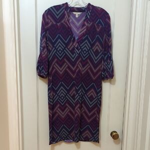 Banana Republic Long Sleeve Dress - Purple and Blue